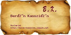 Berán Kasszián névjegykártya